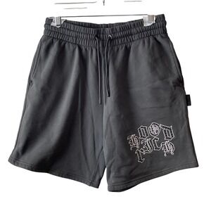 HOODRICH Mens Rhinestone Graphic Sweat Shorts Gray Casual Activewear Comfy Small